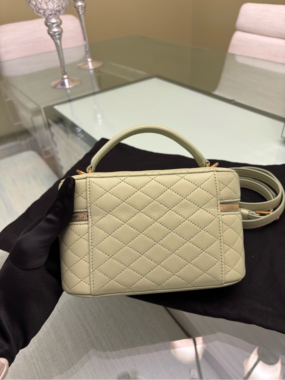 BNWT Authentic Saint Laurent Gabby Vanity Bag — Misty Jade with Gold Hardware - Picture 5 of 12